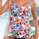 Aleumdr Women's Tankini Bathing Suit 2 Piece Tummy Control Swimsuit Scallop Trim Tankini Top with Bottom (M)