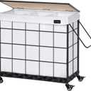 Laundry Hamper with Heavy Duty Caster Wheels; 3 Sections Clothes Hamper with Lid; 132L Laundry Basket with Removable Liner Bag; Laundry Sorter with Metal Handle (White)