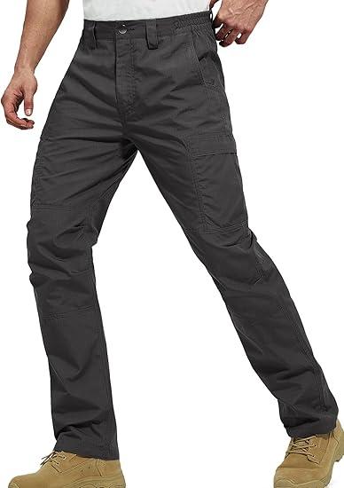 FREE SOLDIER Men's Cargo Pants Water Resistant Ripstop Tactical Pants for Men Work Pants Lightweight Outdoor Hiking Pants Men, 30x30, Classic Gray