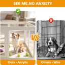 Clear Acrylic Dog Playpen with Door, (White, 23.6H, 10 Panesls), Indoor Dog Fence with Safety Lock, Easy Clean Play Pen for Dogs & Pets, Tool-Free Setup, for Puppies & Small Dogs