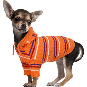 Kuoser Dog Sweater, Dog Sweaters for Small Dogs Girl Boy, Soft Puppy Pullover Sweater for Christmas Thanksgiving, Dogs Cable Knitted Sweatshirt Thermal Pet Winter Clothes for Cold Weather, Orange XS