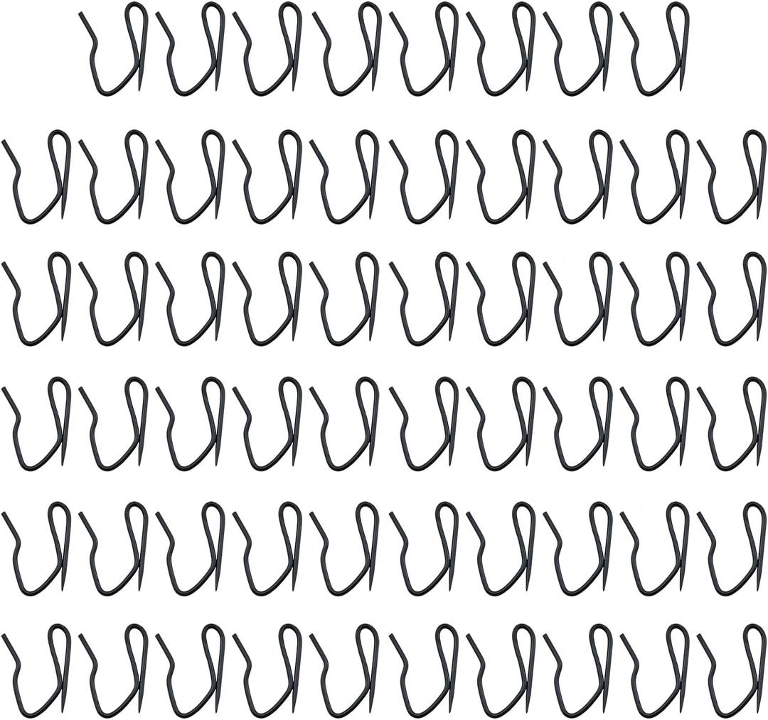 58PCS 1.2x1inch Black Metal Curtain Hooks Hardware Hanger Kitchen Bathroom Accessories