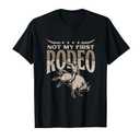 Funny Not My First Rodeo Design Humour T-Shirt Size M, Black
