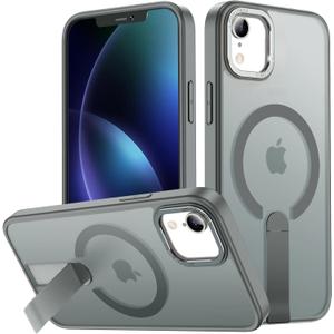 for iPhone XR Case Compatible with Magsafe, Built-in Invisible Stand [Military Drop Protection] Strong Magnetic Shockproof Slim Protective Phone Case Cover for iPhone XR 6.1 (Gray)