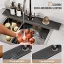 Faucet Mat for Kitchen Sink, 23.6" Diatomite Stone Drying Mat For Kitchen Counter, Prevents Moisture, Super Absorbent, Quick Drying Sink Splash Guard for Bathroom (Dark Gray)