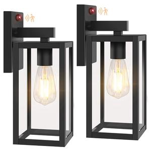 13" Upgraded Motion Sensor Outdoor Wall Lights, 2-Pack Dusk to Dawn Porch Lights Outdoor Wall Sconce Lanterns, 3 Lighting Modes Exterior Lighting Fixtures, Black Outside Lights for House Patio Garage