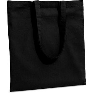 Carrywell (Not Made In China) Canvas Tote Bags Black, 15"x16", Bulk Organic Cotton Reusable Shopping Bag, Blank Cloth Totes With Handles