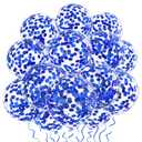 Blue Confetti Balloons, 25 Pcs Thickened 12 Inch Clear Latex Balloon with Confetti Inside for Graduation Decorations Engagement Bridal Shower Party Baby Shower Birthday Party Decoration Supplies