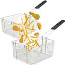 Electric Fryer Basket for Frying Serving Food, with Rubber Handle Grip, 7.2" x 8.3" x 4.3" Heavy Duty Construction Suitable for fry chicken, fish, french fries, (2 Pcs)