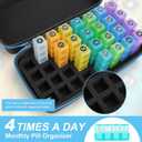 Monthly Pill Organizer 4 Times a Day, Pill Box Organizer with 32 Daily Compartments, 30 Day Pill Organizer 4X a Day Pill Holder with Hard Shell Travel Case with Weekly Pill Bag 4 Times a Day