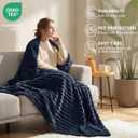Navy Blue Ribbed King Size Blanket for Bed - 300GSM Lightweight Fleece Blanket for Men Women, Large Cozy Sofa Couch Bed Blankets Gifts, Striped Spring Home Room Decor, Navy Blue, 108x90 Inches