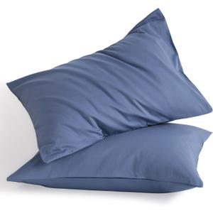 NTBAY Standard Cotton Pillowcases - Envelope Closure 20x26 Pillowcases Set of 2, Breathable and Soft Bed Pillow Cases, Denim Blue