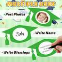 JarThenaAMCS 50 Pcs Graduation Hat DIY Cutouts Green Grad Caps Tassel Paper Cutting Bulletin Board Decoration with 100 Pcs Glue Points for 2026 School Congrats Grad Party Classroom Photo Name Crafts
