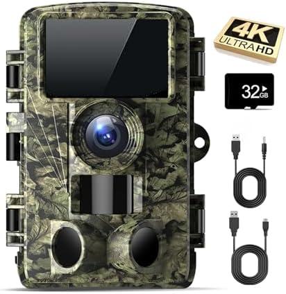 Dargahou Trail Camera - 4K 48MP Game Camera with Night Vision, 0.05s Trigger Motion Activated Hunting Camera, IP66 Waterproof, 130 Wide-Angle with No Glow Infrared LEDs for Outdoor Wildlife