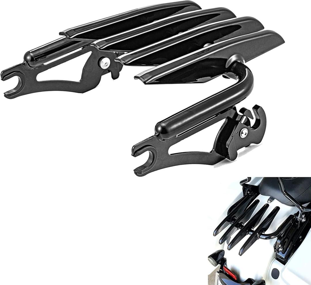 Mofun Detachable Luggage Rack Gloss Black Compatible with Harley Touring, Stealth Style Luggage Rack Fit Street Electra Road Glide Road King 2009-2025 Accessories