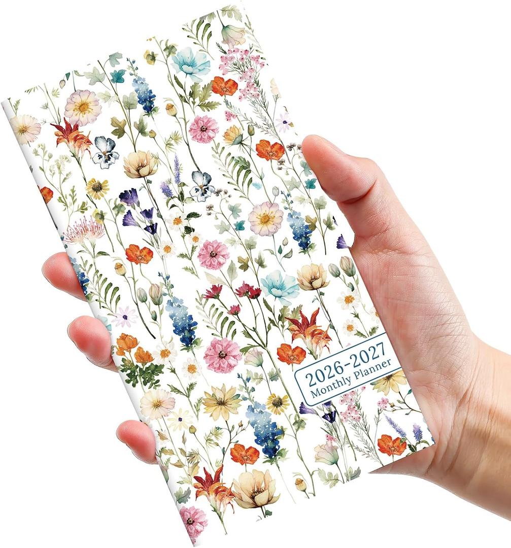 5 x Pocket Calendar 2026-2027 for Purse, Two Year Monthly Planner Pocket Size, Jan 2026 to Dec 2027 Monthly Planner Small Size (6.5" x 3.5") - Wildflowers