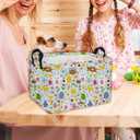 DDBASKET Easter Basket for Kids Gift Bunny Baskets Empty Baby Basket for Boys and Girls Rectangular Toy Storage Bins Organizer Bin Box Cute Egg Room Decor for Home(Bule Easter)