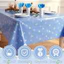 2 x Chumia 6 Pcs Blue Coastal Tablecloth, 54 x 108 Inches, Rectangle Coastal