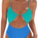 Blooming Jelly Womens One Piece Swimsuit Tummy Control Bathing Suit Sexy Flattering Cheeky High Cut Out Cute Ladies Swimwear Large , Corn Flower Blue