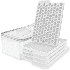 WIBIMEN Mini Ice Cube Trays, Small Tiny Round Pebble Crushed Nugget Ice Trays for Freezer with Lid - Chilling Drinks Coffee Juice(2 Pack/0.55In - White)