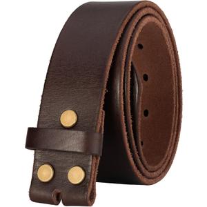 No Buckle Full Grain Leather Belt Men Women Fits With 1.5 Inch Buckle Size: Fit Waist 28-32