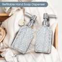 2 Pack Gem-Patterned Glass Soap Dispenser with Rust Proof Stainless Steel Pump-13 oz Liquid Hand Soap Dispenser for Kitchen & Bathroom,Great for Lotions, Essential Oil, Liquid Soaps-Clear