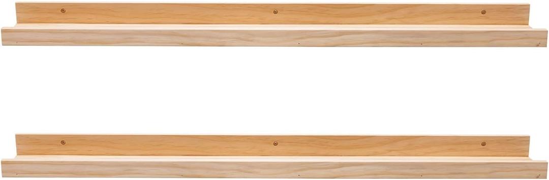 AZSKY Floating Shelves Wall Mounted Set of 2 Natural Wood Picture Shelves Wall Shelves for Bedroom Bathroom Living Room Kitchen Laundry Room Storage & Decoration 24 Inch
