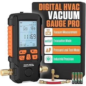 Digital Vacuum Gauge Pro, HVAC Vacuum Meter, 0.2% Accuracy, 0-2000 mbar Range, 4 Units(Torr, mbar, inHg, Hpa), 7/16"-20UNF(1/4" SAE) Vacuum Gauges with Evacuation Mode Pressure Leak Test Digital Vacuum Gauge Pro, HVAC Vacuum Meter, 0.2% Accuracy, 0-2000 mbar Range, 4 Units(Torr, mbar, inHg, Hpa), 7/16"-20UNF(1/4" SAE) Vacuum Gauges with Evacuation Mode Pressure Leak Test