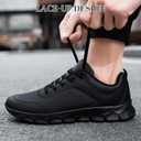 Mens Non Slip Work Shoes Waterproof Oil-Proof PU Leather Food Service Restaurants Kitchen Chef Shoes Comfy Walking Sneakers Lightweight Classic Stylish Casual Office Footwear Black Size Men 13
