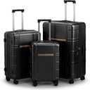 Karl home Luggage Expandable 3 Piece Set Suitcase PC+ABS Hard-Sell with TSA Lock Spinner Wheels 20in 24in 28in Travel Rolling Carry on Woman/Men Black