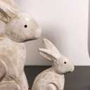 DN DECONATION Wooden Antique White 3D Bunny Rabbit Figurines for Spring Easter Decor Gift Set of 2