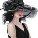 ORIDOOR Women Hats Headband Hairpin Organza Fascinator Church Hat Floral Tea Party Wedding Hat
