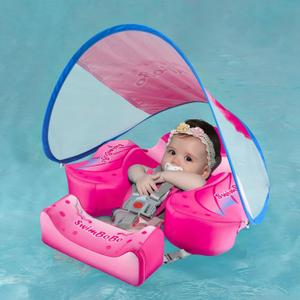 Swimbobo Baby Floats for Pool with Canopy Non Inflatable Soft Skin-Friendly Fabric Material Infant Swimming Pool Toys, 25 inches x 22 inches