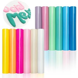 12Pcs DUEUIOE Puff Vinyl Heat Transfer 12x10Inch, Puff Vinyl Heat Transfer for Tshirts Sweatshirts Hats 3D Texture Puff Vinyl, Ideal for HTV Craft Projects, Easy to Use Puff Heat Transfer Vinyl