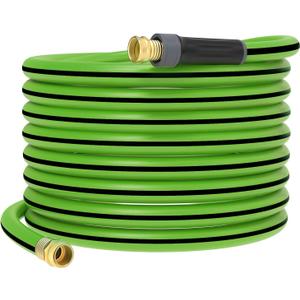 Hybrid Hose 100ft x 5/8", Short Garden Water Hose Heavy Duty, Flexible, Lightweight Hybrid Water Hose with Swivel Handle,3/4'' Brass Fittings, Available For Reel Cart Backyard Burst 500 PSI (Green)