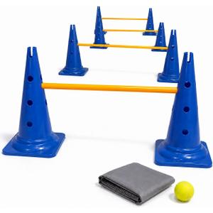 Dog Agility Equipment, 20-Inch Hurdle Set, 10.6 oz Weighted Cones