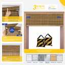 No Drill No Tools Bamboo Roman Shades, Cordless Light Filtering Window Blinds with Valance, Natural Woven Wood Shades for Living Room Dining Room, Brown, 22" W x 48" H