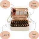 Ethereal Nail Polish Organizer Case, Leather Nail Polish Bag Holds 50+ Bottles (5ml/0.5fl.oz) and Nail Lamp, Nail Storage Organizer with Compartment, Leather White