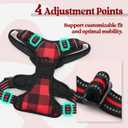 rabbitgoo Dog Harness No Pull with 2 Leash Clips, Adjustable Soft Padded, Reflective Oxford No Choke Pet Vest with Easy Control Handle for Medium Sized Dogs, Red Plaid, M