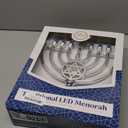 The Dreidel Company Traditional LED Electric Silver Mettalic Hanukkah Menorah -Full Size 13 Inches High 3 AA Battery or USB Powered - Includes a Micro USB 4' Charging Cable