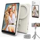 Vamvo Magnetic Selfie Monitor Screen for iPhone & Android, 4K Wireless Vlog Screen with Remote, 180 Rotation & Screen Mirroring Content Creator Essentials for TikTok, YouTube Live Streaming (White) 4.1×2.4×0.5 in