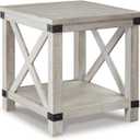 Signature Design by Ashley Carynhurst Rustic Farmhouse End Table, Whitewash, 24"W x 26"D x 25"H