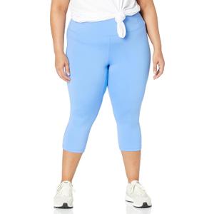 Amazon Essentials Women's High Waisted Active Sculpt Cropped Workout Exercise Capri Leggings (1X, French Blue)