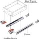 1 Pair 15 Inch Ball Bearing Full Extension Soft Close Undermount Drawer Slides, Bottom Mount Slow Self Closing Cabinet Metal Drawer Rails with Runner, Locking Device, Back Bracket and Screws