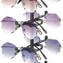 Mkono 360 Rotating Sunglasses Organizer Metal Eyeglass Holder Stand Sunglass Storage Display Eyeglasses Rack for up to 10 Pairs of Eyewear Glasses for Table Dresser Desk Countertop Bedroom, Black