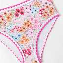 Floerns Girl's One Piece Swimsuits Floral Asymmetrical Neck Cut Out Monokini Swimwear (Light Pink)