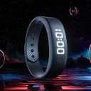 Gosasa Lightweight LED Digital Sport Watch Splash Resistant Pedometer with Vibrating Alarm USB Rechargeable Silicone Wristband for Men & Women (Black)
