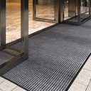 4' x 8' Moisture Guard Doormat, Commercial Grade Door Floor Mat Striped Brush Step Entrance Mat with Rubber Backing, Low Profile Commercial Rugs for Entryway, Easy to Clean (Charcoal Grey)