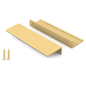 Peaha 5 Pack Kitchen Cabinet Handles 5 inch Matte Gold Pulls for Dresser Drawers Brushed Brass Door Edge Finger Pull Hardware