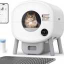 Self Cleaning Cat Litter Box: 76L Extra Large Automatic Litter Box for Multiple Cats, Odor-Free, Smart App Control, Ambient Light Waste Disposal (Elegant White)